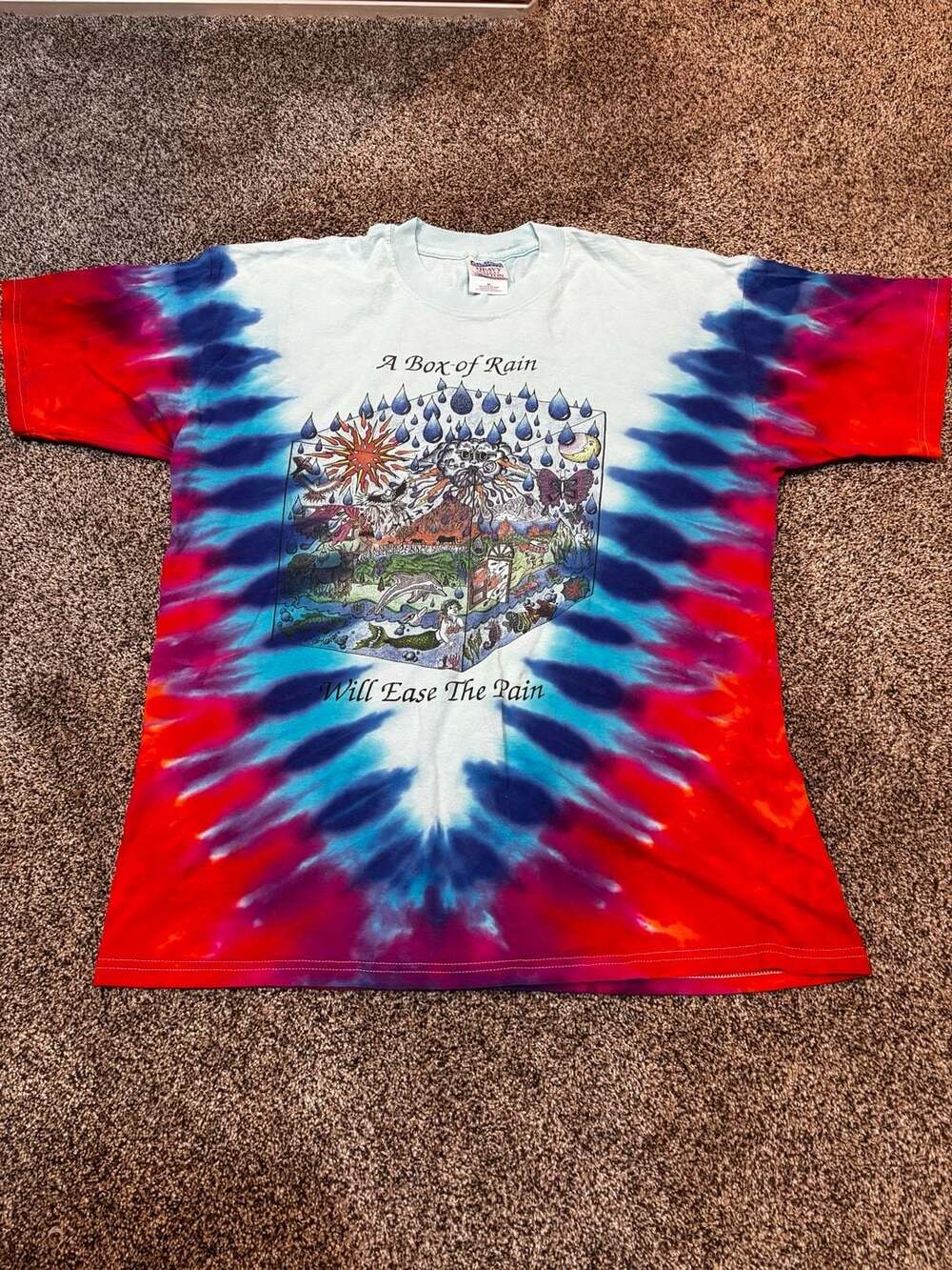 Grateful Dead A Box of Rain Will Ease The Pain Tie-Dye Graphic T-Shirt